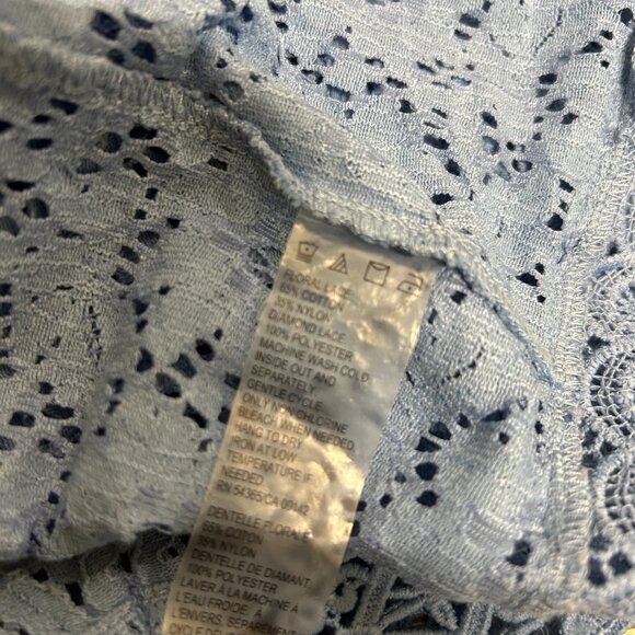ALIA Blue Lace 3/4 Sleeve Open Front Cardigan Size M - Picture 6 of 6